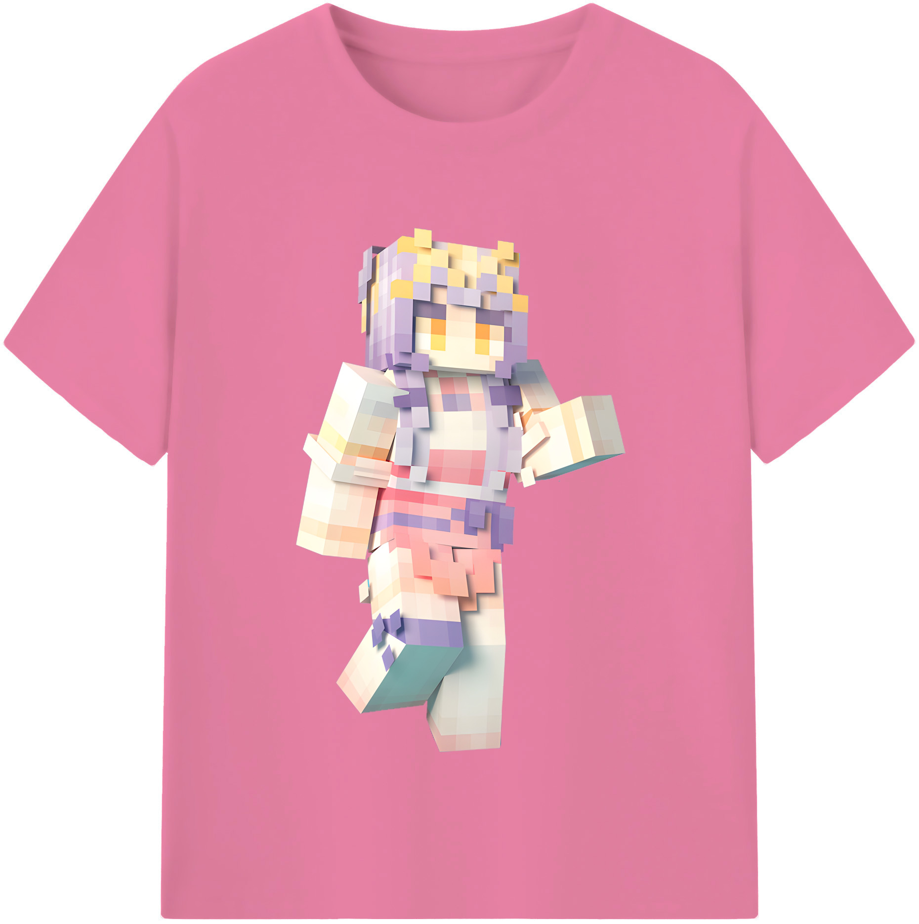 （画像用） マインクラフト ブロックの世界 Minecraft MC Block world 綿100％半袖Tシャツ（フロントプリント）